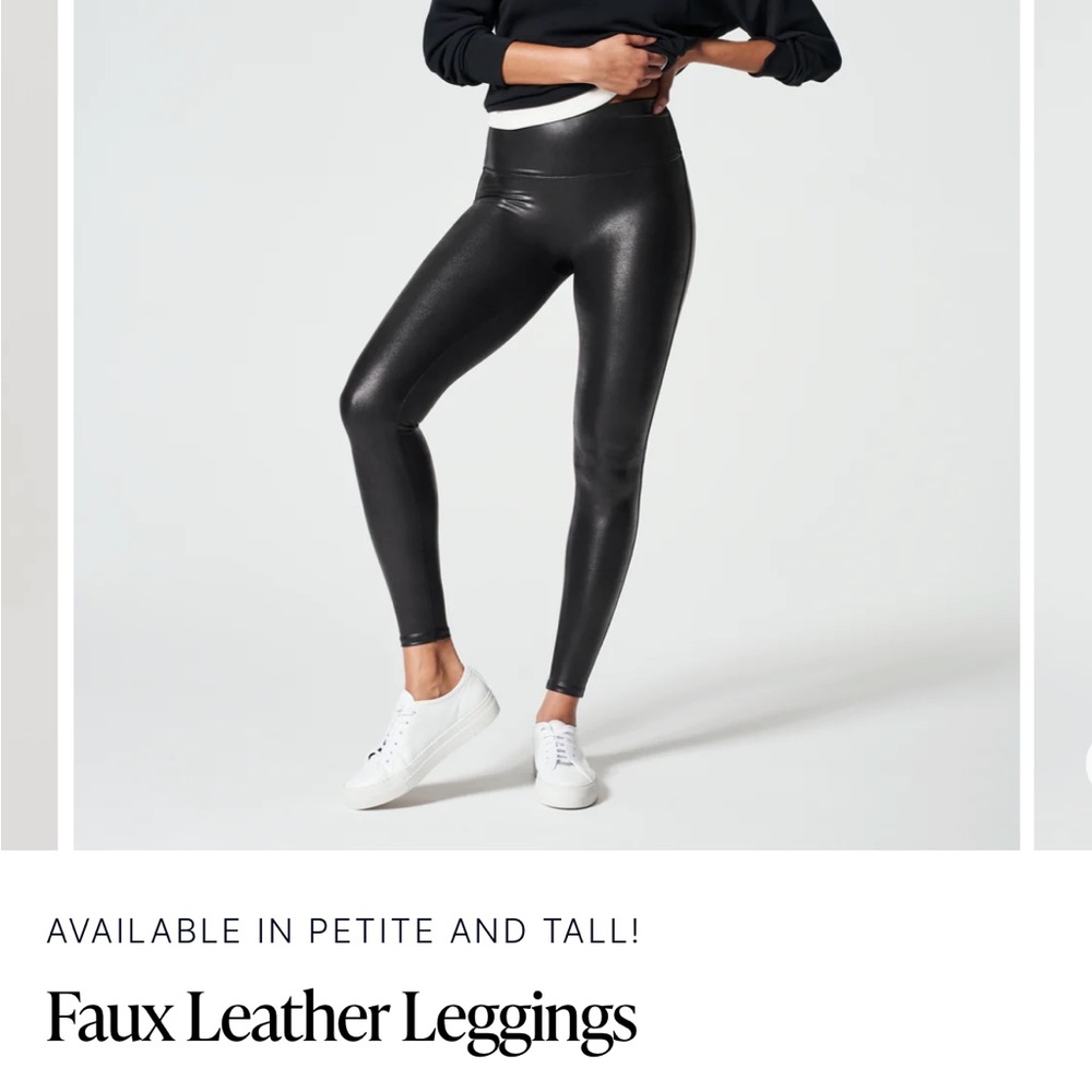 Black SPANX faux leather leggings size small